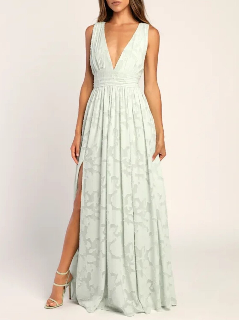 Lulus Sweet Sophistication Sage Green Burnout Floral Maxi Dress Size S Wedding